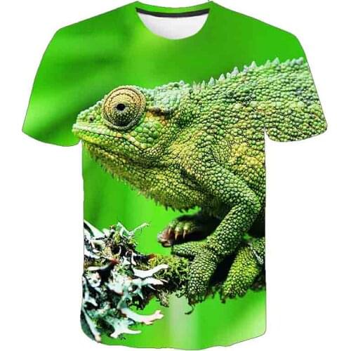Summer New Fashion Animals 3D T-shirt Lizard Drop T-shirt 3D printed Gecko Frog Pattern Shirt Boy And Girl Short-Sleeved T-shirt