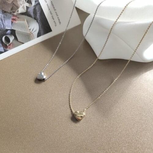 Fashion Minimalist Smooth Heart Shaped Pendant Necklace Gold Silver Color Cute Charm Necklace For Women Best gift