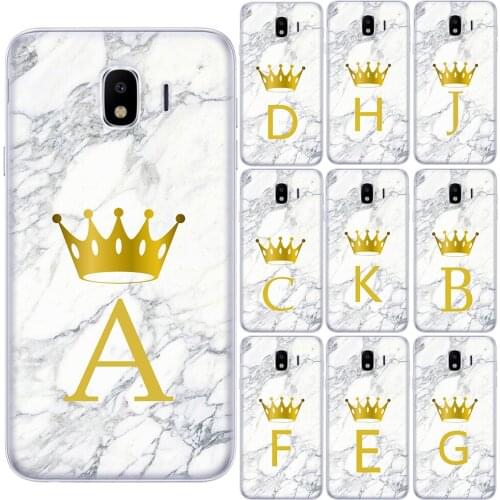 Marble Crown Custom Letter Customized Initial Soft Case For Samsung Galaxy J4 J6 Prime J610 J415 J3 J8 2018 Silicone Phone Cover