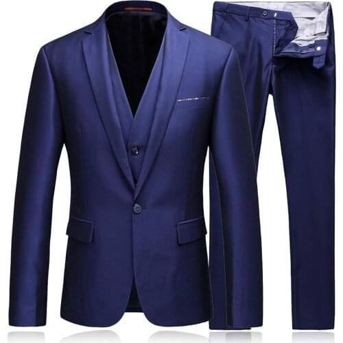 Mens suits Tuxedo 3 Set Slim Fit Brand Blazer Royal Blue Dress Suit For Men ukraine Groom Wedding Dress(Blazer+Pants+Vest+Tie)