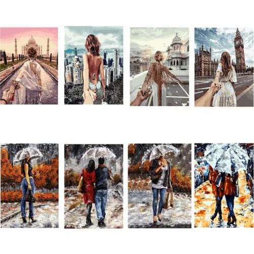 DIY Painting By Number People street scenery Paint Canvas Picture Oil Painting Coloring By Numbers Hand Painted Modern Gift