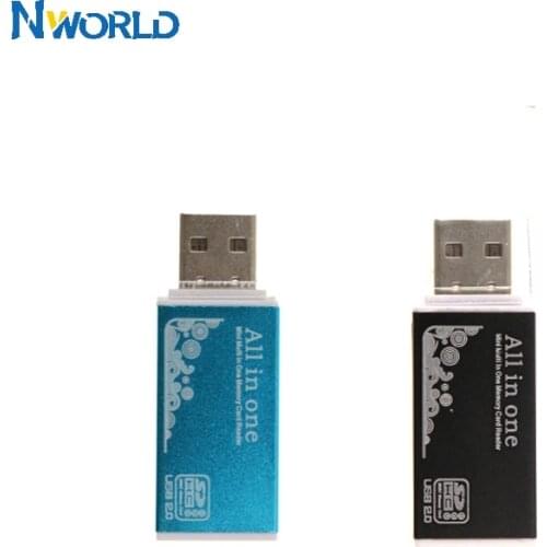 Nworld All in 1 Multimemory Card Reader Tiny Blue USB 2.0 Card Reader Adapter For Micro SD SDHC TF M2 MMC Laptop Accessories