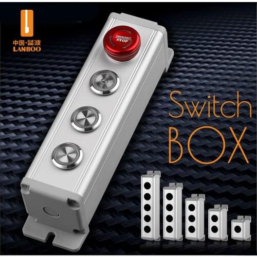 LANBOO 1 2 3 4 5holes 16mm/19mm/22mm waterproof Aluminium Alloy Metal Push Button Switch box with Outdoor power control Box