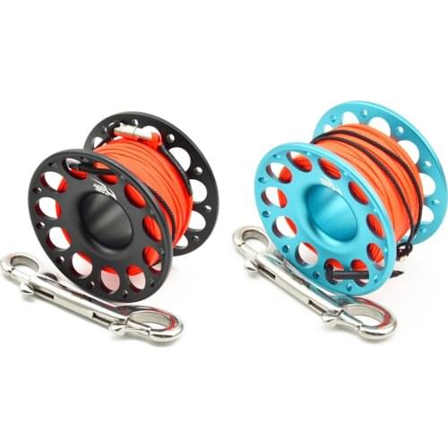 15m 30m Scuba Diving POM Plastic Spool Finger Reel with Stainless Steel Double Ended Hook SMB Equipment Cave Dive Equipment