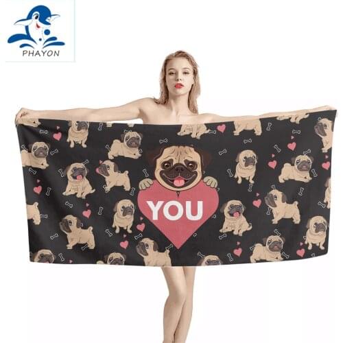 PHAYON Beach Towel Love Quick-dry Microfiber Bath Towels Cartoon Dogs Cushion Bath Towel Yoga Mat Animals Beach Towel