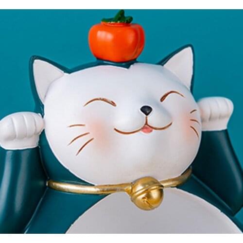Resin Lucky Cat Ornament Fortune Cats Storage Holder Big Mouth Cats Key Cantanier Realistic Snack Candy Holder Home Decoration