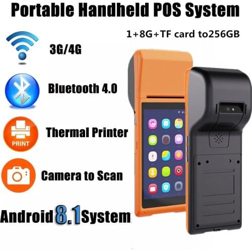 Handheld Terminal Android Rugged PDA Barcode Camera Scanner Pos terminal built in thermal bluetooth printer 58mm Data Collector