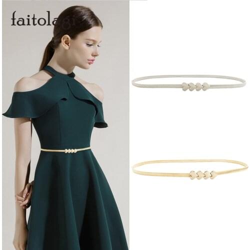 Elastic Stretch Ladies Waist Belts for Dresses Gold Silver Heart Belt for Women Fashion Designer Female Belts gouden riem