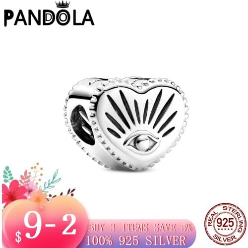 Hot 100% 925 Sterling SILVER charms All-seeing Eye & Heart Charms fit Original Pandora Bracelet silver 925 jewelry