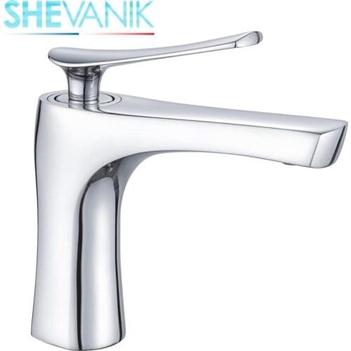SHEVANIK basin mixer, Basin faucet with nut, brass faucet for hot and cold water tap sink,mixer composition brass, chrome coating,bathroom sink faucet S9601