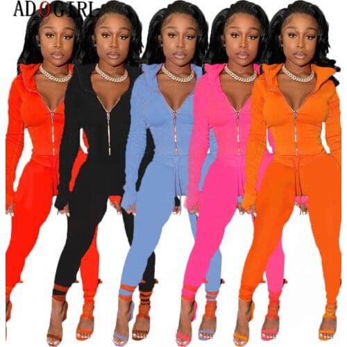 Adogirl Solid Casual Tracksuit Women Sports 2 Pieces Set Autumn Winter Long Sleeve Top And Pants Fashion Matching Sets Plus Size
