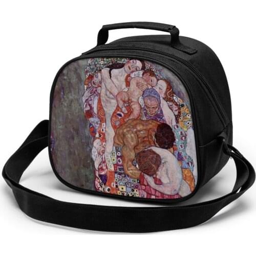 Gustav Klimt,Leben Und Tod Lunch Bag Lunch Bag Student Portable Insulated Office Lunch Box Picnic Bags Thermal Food Tote Handbag