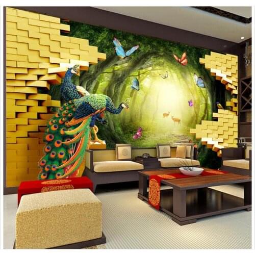 High end custom 3d photo wallpaper murals wall paper beauty Garden Peacock rich 3D background wall papers home decoration