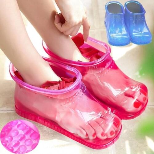 Women Foot Soak Bath Therapy Massage Shoes Relaxation Ankle Boots Acupoint Sole Portable Home Feet Care Hot water Zapatos Mujer