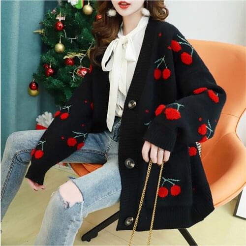 2021 Spring New Knitted Sweater Cardigan Female Korean Plus Size Long Sleeve Pockets Loose Knitwear Tops Ladies Clothes G1232
