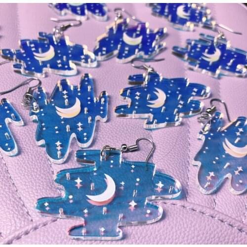 Starry Sky Moon Acrylic Earrings Change Color Earrings For Women Transparent Mirror Surface Fashion Jewelry Party Gifts New 2020