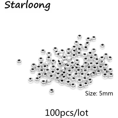 100pcs/lot 5mm vintage antique silver plated zinc alloy round spacer ball beads DIY jewelry making for bracelet necklace