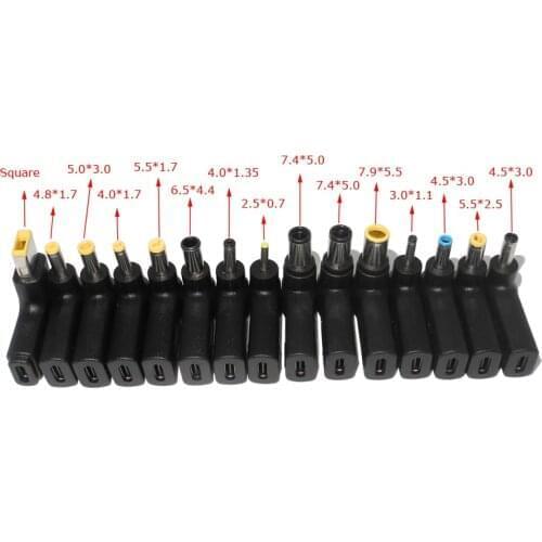 15pcs USB C Female Universal Laptop Charger Converter USB Type C Dc Power Adapter Plug Connector for Lenovo Asus Hp Notebooks