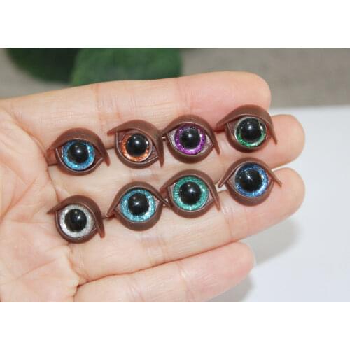 20set/lot--9mm-10mm-11mm-12mm clear round shape glitter toy safety eyes & glitter fabric+brown eyelid & hard washer