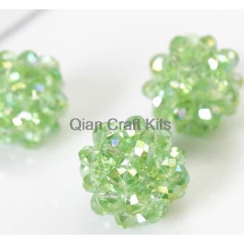 25 pcs handmade hand-knitted light green Transparent quartz crystal Beads ball 20mm for jewelry making glitte quartz beads