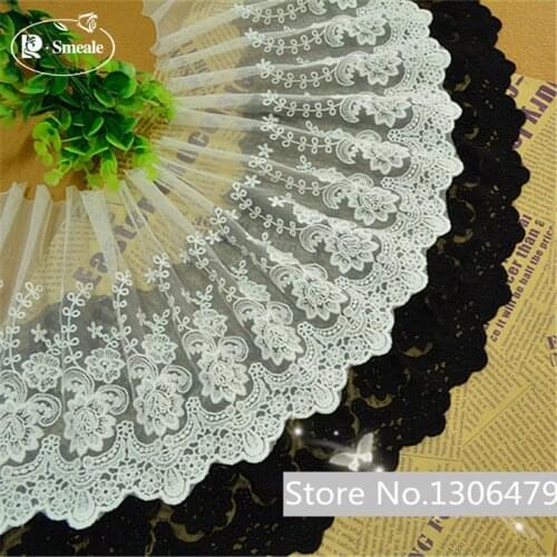 3Yards/Lot White Black DIY Handmade Lace Fabric Garment Accessories / Flower Embroidery Lace Mesh Width 22cm and 45cm RS661