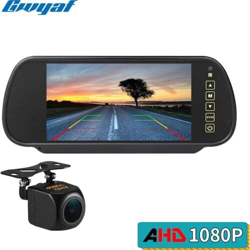 AHD Camera Monitor Kit 7 inch Car AHD Rear View Mirror Monitor with Night Vision 1080P Rear View Camera for Parking & Reversing