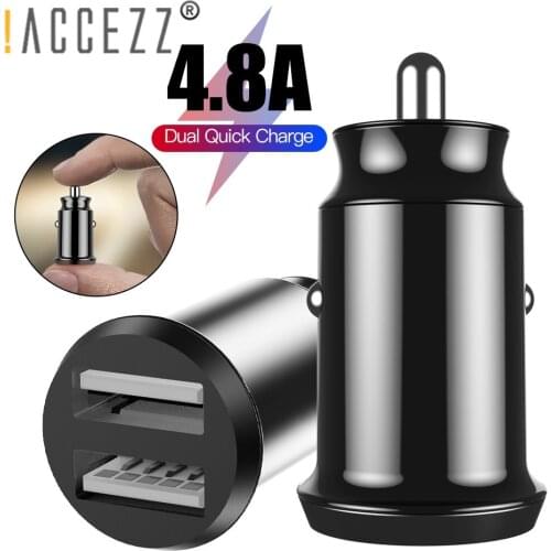 !ACCEZZ Dual USB Car Charger 4.8A/3.1A Mini Fast Charging For iPhone 12 11 Pro X 7 8 Plus Universal in Car Mobile Phone Adapter