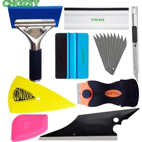 Auto Car Tinting Rubber Water Wiper Vinyl Cutter DIY Stainless Knife Sticker Cleaner Mini Pink Squeegee Scraper Razor Blade K117