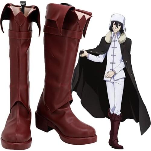 Fyodor Dostoevsky Shoes Cosplay Bungo Stray Dogs Fyodor Cosplay Boots Red Shoes Custom Made