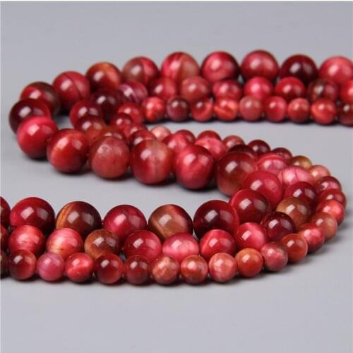 6 8 10 MM Round Natural Cherry Red Tiger Eye Stone Beads Loose Spacer Stone Bead For Jewelry Making Bracelet Necklace Handmade