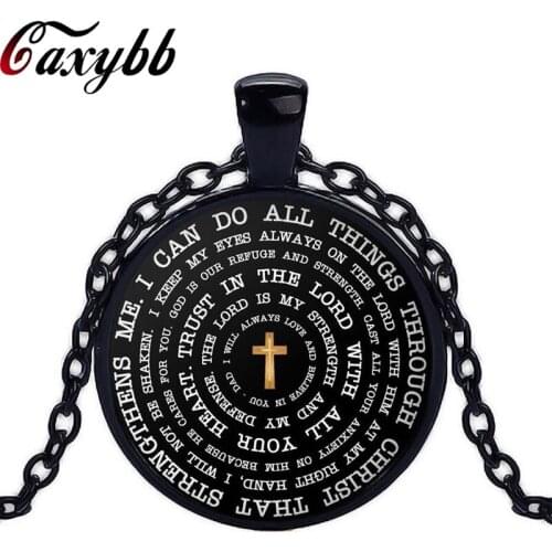 Caxybb New Boys Christian Necklace Religious Inspirational Father Son glass Pendant