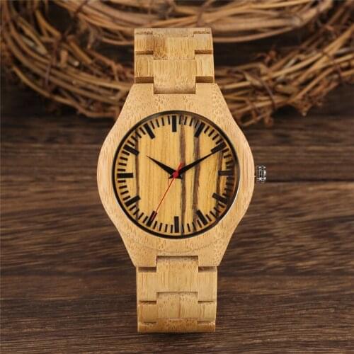 Modern Simple Design Clock Full Natural Wooden Man Sport Watches Quartz Analog Timepiece Adjustable Length Band Reloj Present