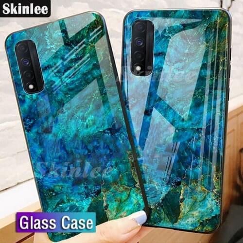 Skinlee For Realme Narzo 30 5G Case Tempered Glass Case With Soft TPU Frame Shockproof Back Case For Realme 7 4G Cover