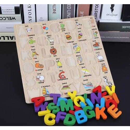 Kids Wooden Alphabet Number Puzzle Toys Early Learning Jigsaw Letter Alphabet Number Puzzle Preschool Educational Baby Toys For