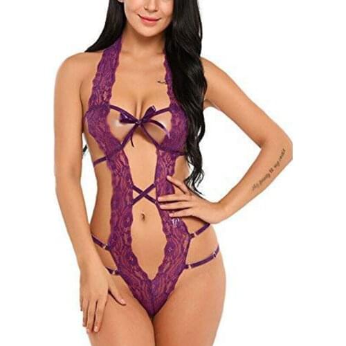 Women Sexy Underwear Lace Lingerie Hot Porno Babydoll Halter Backless One piecet Sleepwear Erotic Sexy Costumes Lenceria