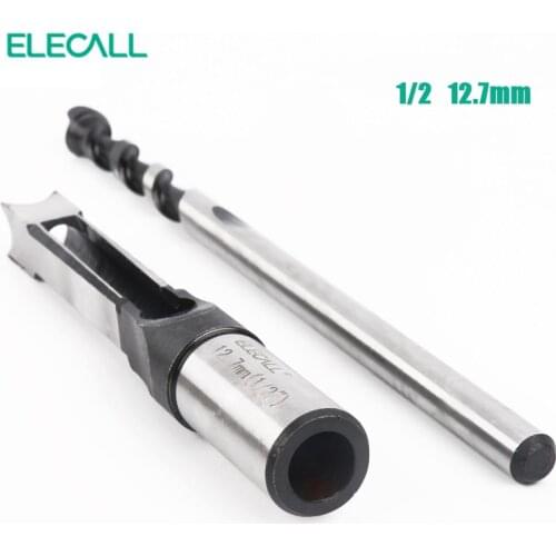 ELECALL 12.7mm/ 1/2" For Mortise And Tenon Drill Woodworking Square Hole Bits Drill Mortising Chisel Set
