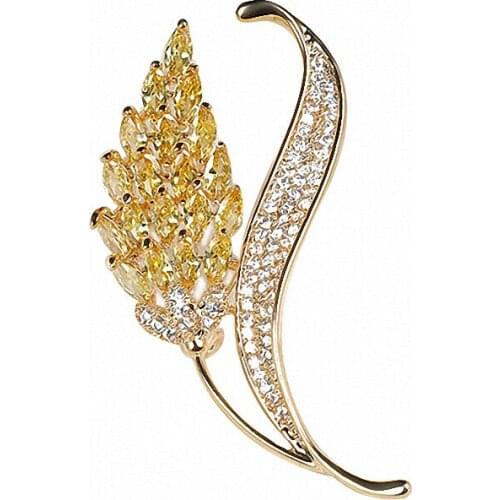 LADYCHIC Elegant Yellow Crystal Rhinestone Flower Brooch for Party Pins and Brooches Women Clothes Accessories Jewelry LH1002