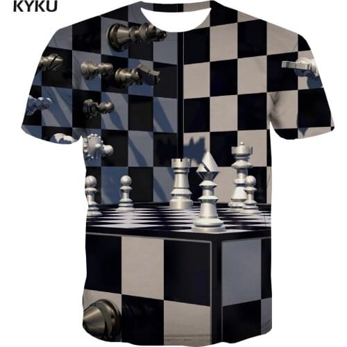 3d Tshirt Black And White T-shirt Men Chess Anime Clothes Harajuku Shirt Print Short Sleeve T shirts Printed Slim Tops