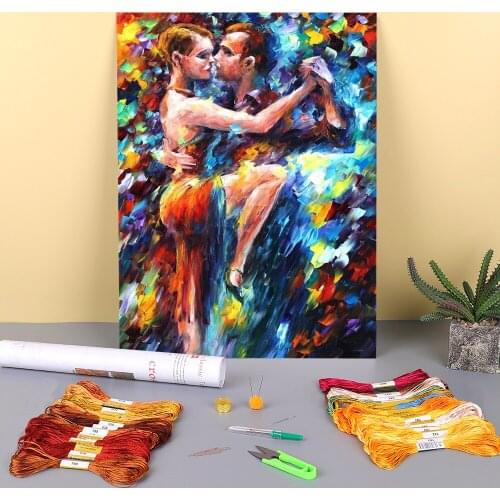 Oil Painting Style Tango Printed 11CT Cross Stitch DIY Embroidery Patterns DMC Threads Craft Handiwork Knitting Counted