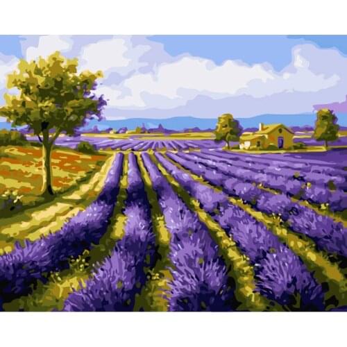 Framed DIY Painting By Numbers Beauty scenic lavender Acrylic Painting Modern Picture Home Decor For Living Room