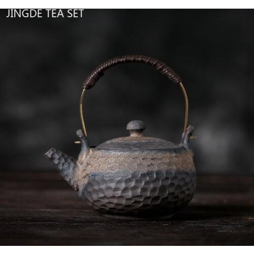 Japanese style Handmade Ceramic Tea pots Home Coffee Table Accessories Stone Teapot Custom Tea Ceremony Supplies 220ml