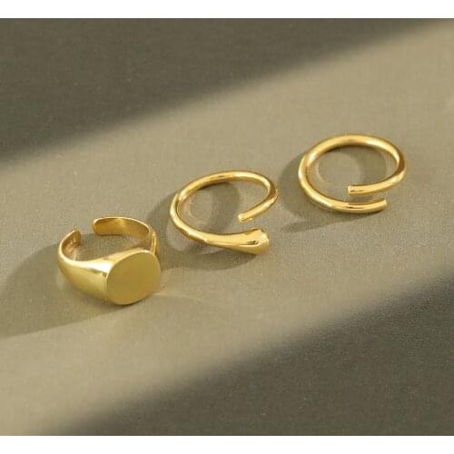 SHANICE 100% 925% Sterling Silver Open Ring ins geometric round surface cross droplet combination Finger Ring Punk Jewellery