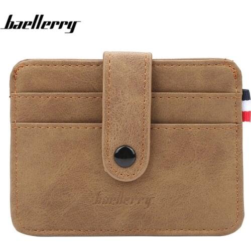 Baellerry Super Thin Card Wallets Brand Designer Male Card Holders Matte Leather Slim Credit Card Case Man Vintage Small Purse