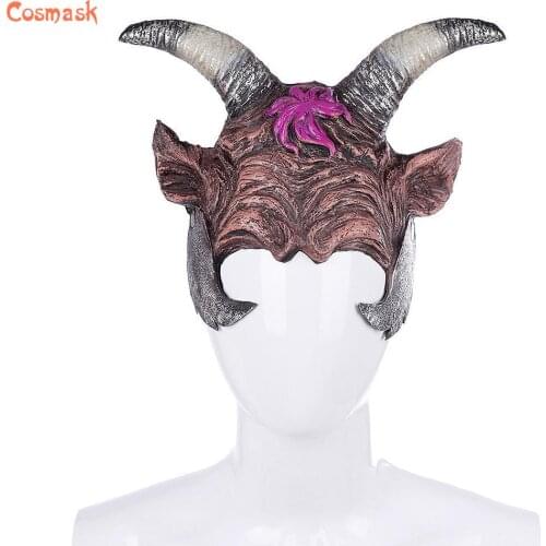 Cosmask Halloween Horn Of Sheep And Ox Devil Demon PU Mask Realistic Demon Mask Halloween Costume Headwear Party Horrible Mask