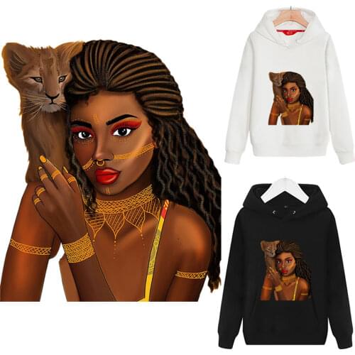 Beautiful African Girl Heat Transfer Printing Vinyl Sticker Patches For Clothing DIY Washable T-Shirt Sticker For Clothes Iron