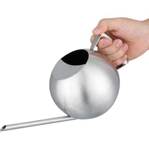 Stainless Steel Watering Can 1000mL Long Mouth Round Sprinkling Pot for Home Garden Plant Non-Toxic