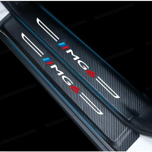 Lsrtw2017 Carbon Fiber Leather Car Sill Sticker Threshold Mat for Mg6 Mg 6 2020 2021 Mg 6 Accessories Auto Protector
