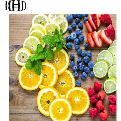 MHD full round diy diamond embroidery fruit diamond painting blueberry diamond cross stitch handmade hobby decorative needlework