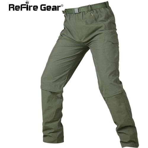 ReFire Gear Summer Tactical Pants Men Quick Dry Detachable Military Pants Breathable Zipper Removable Camouflage Army Trousers