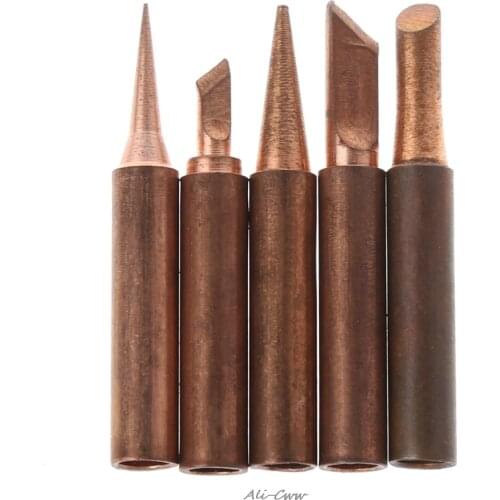 5 Pcs Pure Copper 900M-T Soldering Iron Tip Lead-free For Hakko Soldering Rework Station